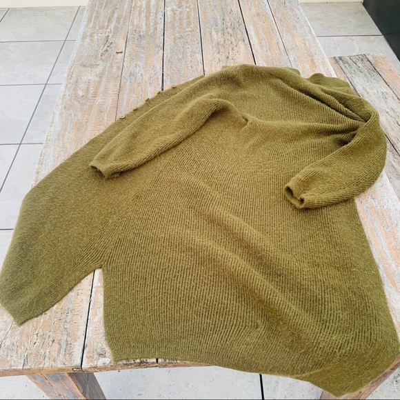 SOLD ON MERC Italian Knit Thick Long Mohair Wool Duster Cardigan Army Green - Picture 16 of 16
